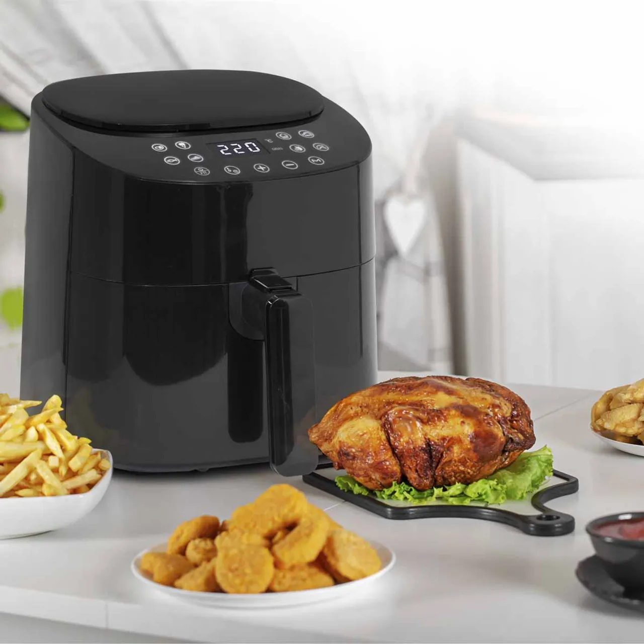 Baridi DH60 3.5L Low Fat Air Fryer with Digital Rapid Oil Free Circulation System, 1300W, 8 Presets -